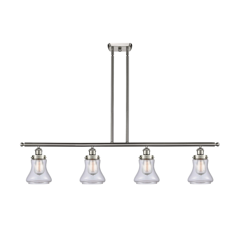Innovations Bellmont 48in 4-Light Island Light | Brushed Satin Nickel Steel and Clear Glass | Kitchen Island & Dining Room | Model 916-4I-SN-G192