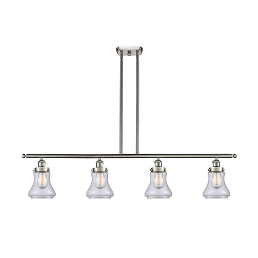 Innovations Bellmont 48in 4-Light Island Light | Brushed Satin Nickel Steel and Clear Glass | Kitchen Island & Dining Room | Model 916-4I-SN-G192