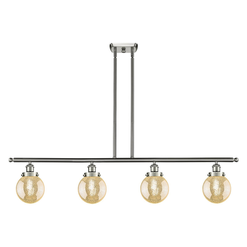Innovations Beacon 48in 4-Light Island Light | Brushed Satin Nickel Steel and Mercury Glass | Kitchen Island & Dining Room | Model 916-4I-SN-G208-6