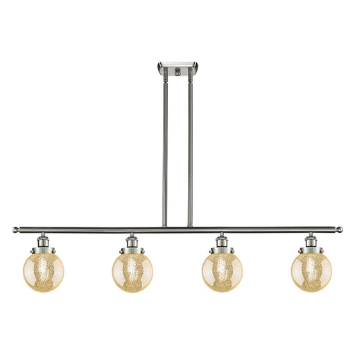 Innovations Beacon 48in 4-Light Island Light | Brushed Satin Nickel Steel and Mercury Glass | Kitchen Island & Dining Room | Model 916-4I-SN-G208-6