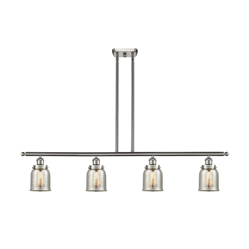 Innovations Bell 48in 4-Light Island Light | Industrial Brushed Satin Nickel and Silver Plated Mercury Glass | Kitchen Island & | Model 916-4I-SN-G58