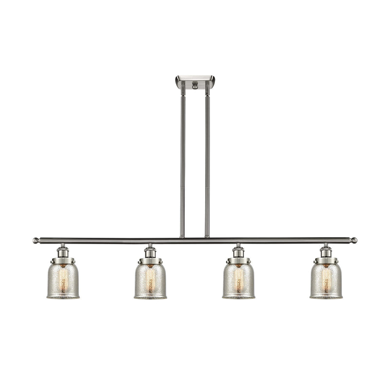 Innovations Bell 48in 4-Light Island Light | Industrial Brushed Satin Nickel and Silver Plated Mercury Glass | Kitchen Island & | Model 916-4I-SN-G58-LED