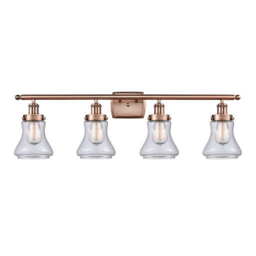 Innovations Bellmont 36.12in 4-Light Bath Vanity Light | Modern Contempo Antique Copper Steel and Clear Glass Schoolhouse Shades | Model 916-4W-AC-G192