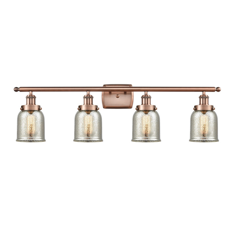 Innovations Bell 36in 4-Light Bath Vanity Light | Industrial Antique Copper Steel and Silver Plated Mercury Glass | Bathroom Vanity | Model 916-4W-AC-G58