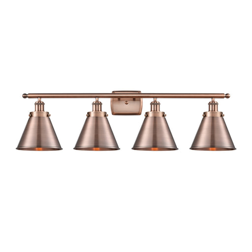 Innovations Appalachian 36in 4-Light Bath Vanity Light | Industrial Antique Copper Steel and Cast Brass Metal Shades | Bathroom | Model 916-4W-AC-M13-AC