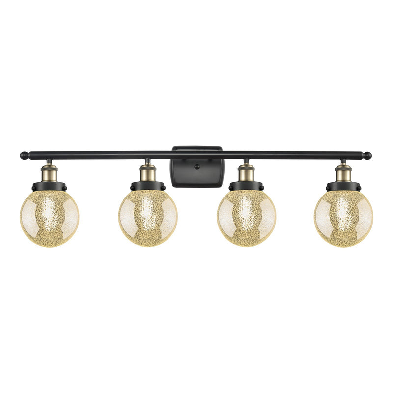 Innovations Beacon 36in 4-Light Bath Vanity | Industrial Black Antique Brass and Mercury Seeded Glass | Bathroom Vanity & Powder | Model 916-4W-BAB-G208-6