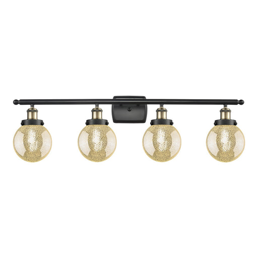 Innovations Beacon 36in 4-Light Bath Vanity | Industrial Black Antique Brass and Mercury Seeded Glass | Bathroom Vanity & Powder | Model 916-4W-BAB-G208-6