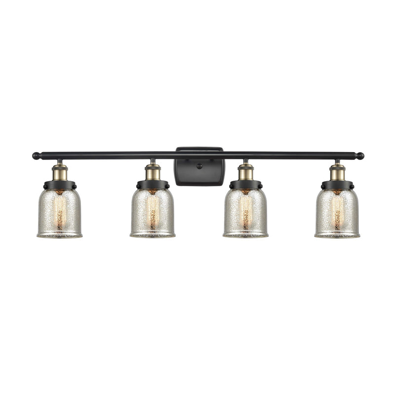 Innovations Bell 36in 4-Light Bath Vanity LED | Industrial Black Antique Brass and Silver Plated Mercury Glass | Bathroom | Model 916-4W-BAB-G58-LED