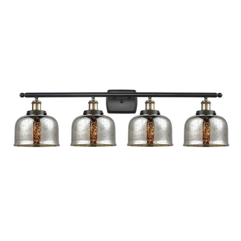Innovations Bell 38in 4-Light Bath Vanity Light | Industrial Black Antique Brass and Silver Plated Mercury Glass | Bathroom Vanity | Model 916-4W-BAB-G78
