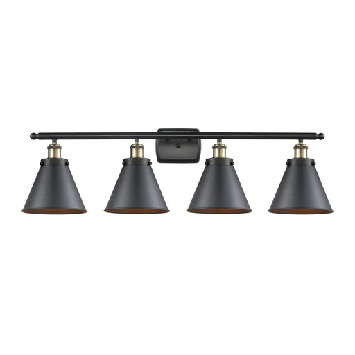 Innovations Appalachian 36in 4-Light Bath Vanity Light | Industrial Black Antique Brass and Matte Black Metal | Bathroom Vanity | Model 916-4W-BAB-M13-BK