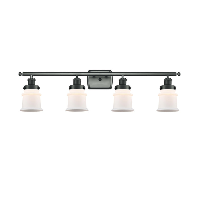 Innovations Canton 35in 4-Light Bath Vanity Light | Modern Transitional Matte Black Steel and Matte White Frosted Glass | Bathroom | Model 916-4W-BK-G181S