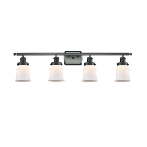 Innovations Canton 35in 4-Light Bath Vanity Light | Modern Transitional Matte Black Steel and Matte White Frosted Glass | Bathroom | Model 916-4W-BK-G181S