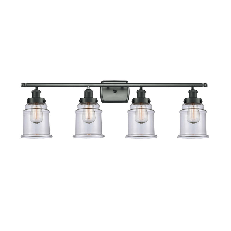 Innovations Canton 36in 4-Light Bath Vanity Light | Modern Transitional Matte Black Steel and Clear Glass | Bathroom Vanity | Model 916-4W-BK-G182