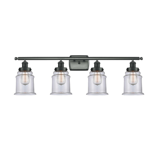 Innovations Canton 36in 4-Light Bath Vanity Light | Modern Transitional Matte Black Steel and Clear Glass | Bathroom Vanity | Model 916-4W-BK-G182