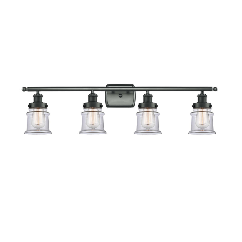 Innovations Canton 35in 4-Light Bath Vanity Light | Modern Transitional Matte Black Steel and Clear Glass | Bathroom Vanity | Model 916-4W-BK-G182S