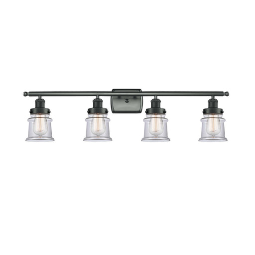 Innovations Canton 35in 4-Light Bath Vanity Light | Modern Transitional Matte Black Steel and Clear Glass | Bathroom Vanity | Model 916-4W-BK-G182S