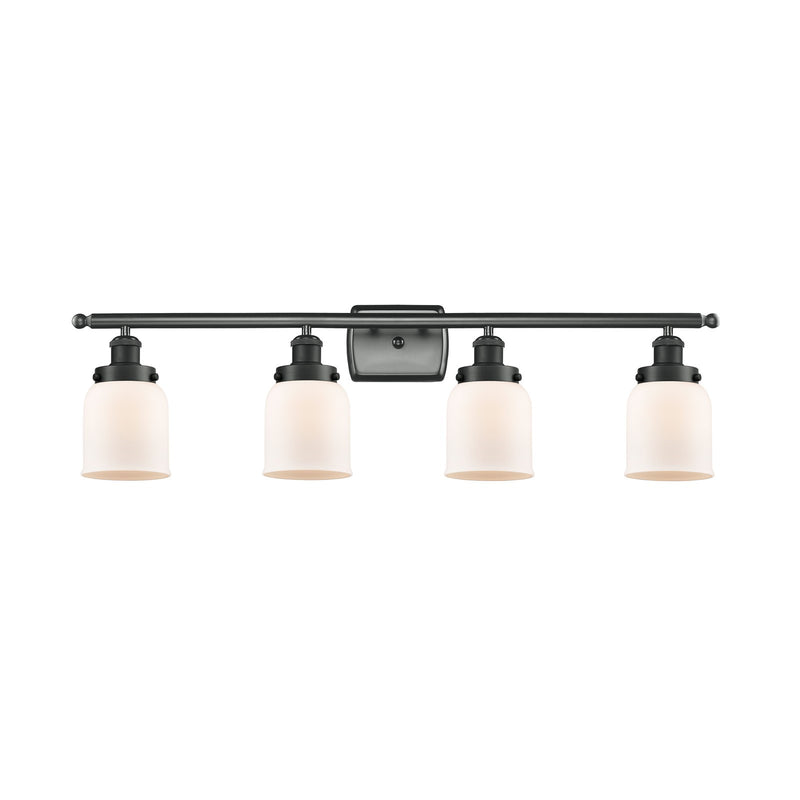 Innovations Bell 36in 4-Light Bath Vanity Light | Industrial Matte Black Steel and Matte White Frosted Glass | Kitchen & | Model 916-4W-BK-G51-LED