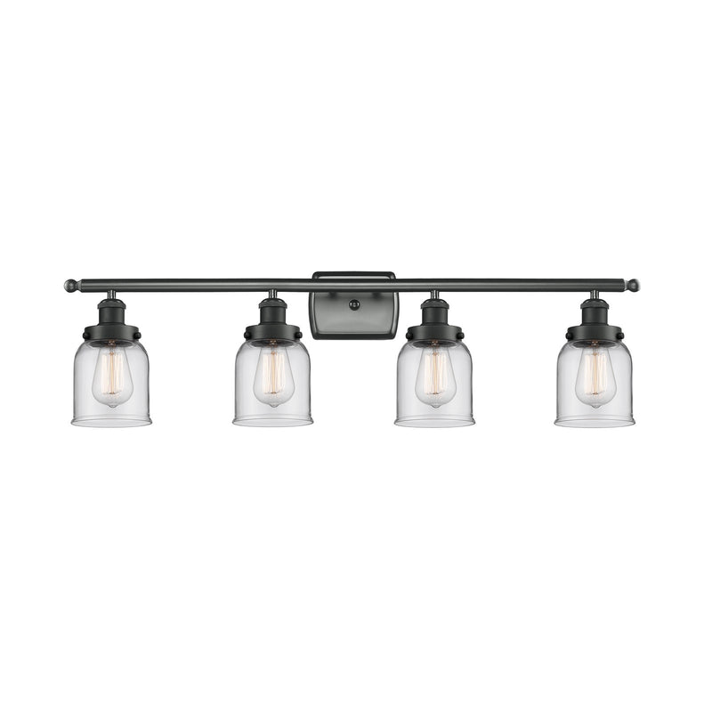 Innovations Bell 36in 4-Light Bath Vanity Light | Industrial Matte Black Steel and Clear Glass | Bathroom Vanity | 36 x 12 in | Model 916-4W-BK-G52