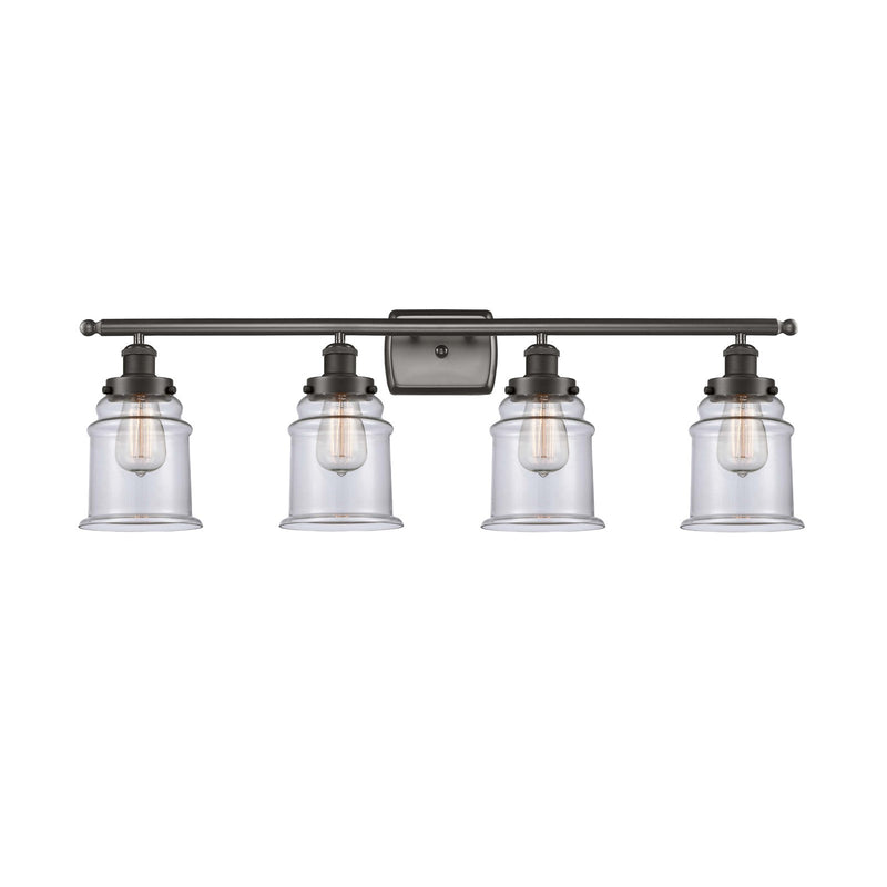 Innovations Canton 36in 4-Light Bath Vanity Light | Industrial Oil Rubbed Bronze and Clear Glass | Bathroom Vanity | 36 x 11.12 in | Model 916-4W-OB-G182