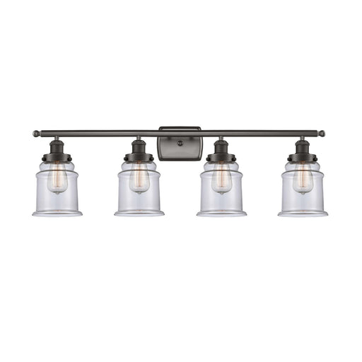 Innovations Canton 36in 4-Light Bath Vanity Light | Industrial Oil Rubbed Bronze and Clear Glass | Bathroom Vanity | 36 x 11.12 in | Model 916-4W-OB-G182