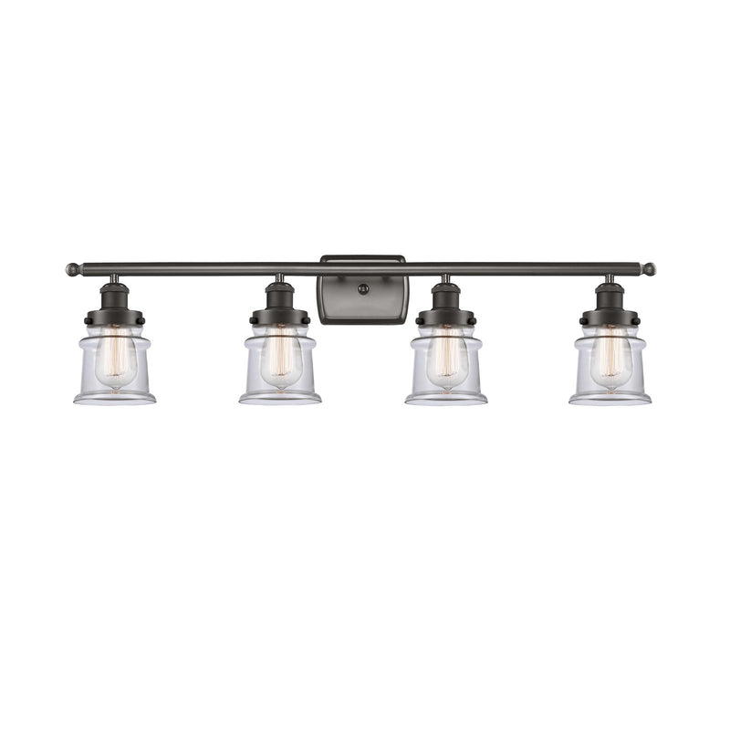Innovations Canton 35.25in 4-Light Bath Vanity Light | Industrial Oil Rubbed Bronze and Clear Glass | Bathroom Vanity | Model 916-4W-OB-G182S