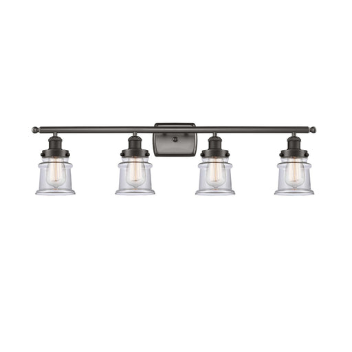Innovations Canton 35.25in 4-Light Bath Vanity Light | Industrial Oil Rubbed Bronze and Clear Glass | Bathroom Vanity | Model 916-4W-OB-G182S
