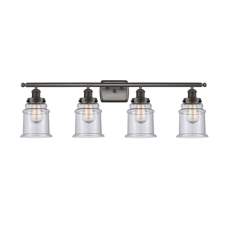 Innovations Canton 36in 4-Light Bath Vanity Light | Industrial Oil Rubbed Bronze and Seedy Glass | Bathroom Vanity | 36 x 11.12 in | Model 916-4W-OB-G184