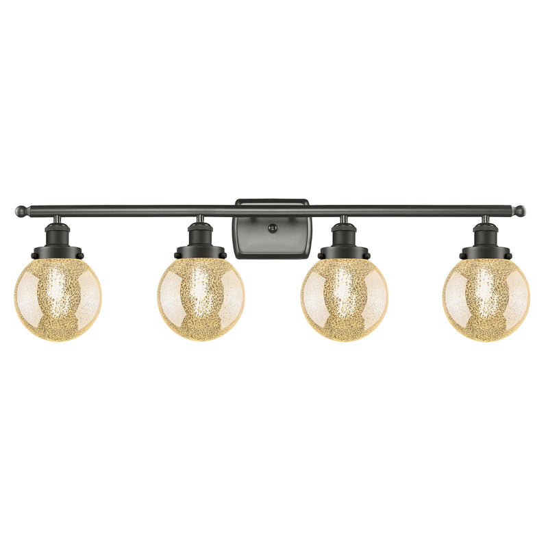 Innovations Beacon 36in 4-Light Bath Vanity | Oil Rubbed Bronze Steel and Mercury Glass | Bathroom Vanity & Powder Room | Model 916-4W-OB-G208-6
