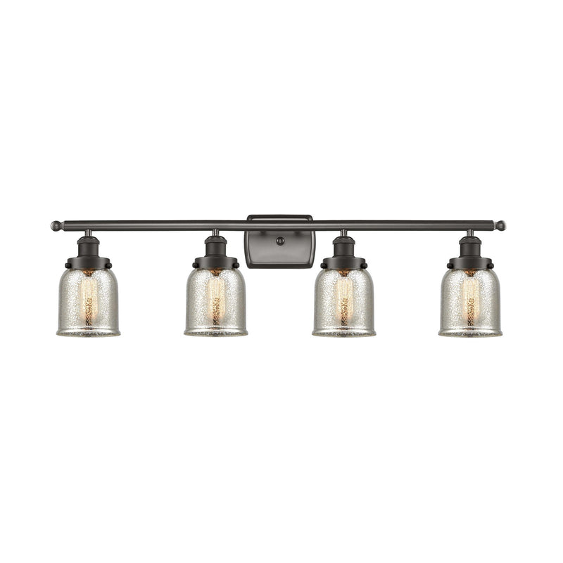 Innovations Bell 36in 4-Light Bath Vanity Light | Industrial Oil Rubbed Bronze Steel and Silver Plated Mercury Glass | Bathroom | Model 916-4W-OB-G58-LED