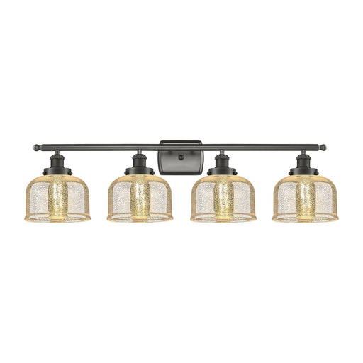 Innovations Bell 38in 4-Light Bath Vanity Light | Industrial Oil Rubbed Bronze Steel and Silver Plated Mercury Glass | Bathroom | Model 916-4W-OB-G78