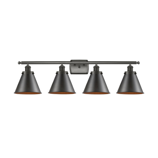 Innovations Appalachian 36in 4-Light Bath Vanity Light | Industrial Farmhouse Oil Rubbed Bronze Steel and Metal Cone Shades | Model 916-4W-OB-M13-LED