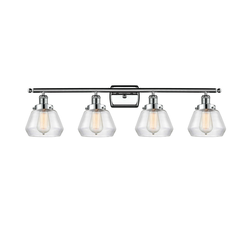 Innovations Fulton 37in 4-Light Bath Vanity Light | Modern Contempo Polished Chrome and Clear Glass Schoolhouse Shade | Bathroom | Model 916-4W-PC-G172
