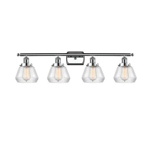 Innovations Fulton 37in 4-Light Bath Vanity Light | Modern Contempo Polished Chrome and Clear Glass Schoolhouse Shade | Bathroom | Model 916-4W-PC-G172