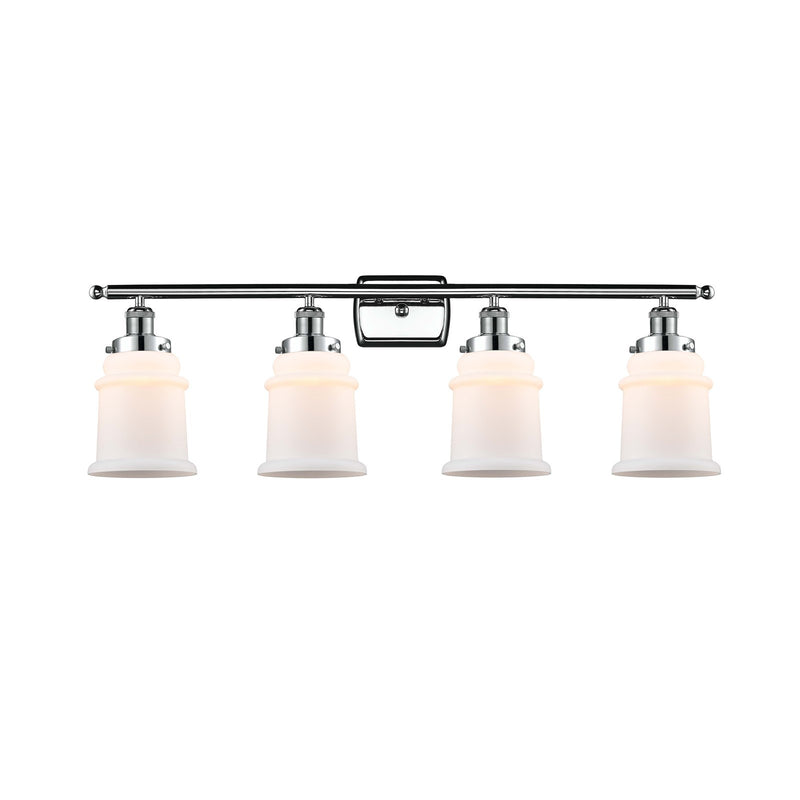 Innovations Canton 36in 4-Light Bath Vanity Light | Modern Contempo Polished Chrome and Matte White Frosted Glass Bell Shade | Model 916-4W-PC-G181