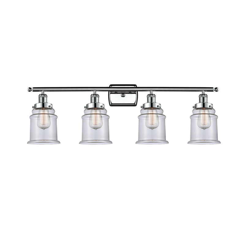 Innovations Canton 36in 4-Light Bath Vanity Light | Modern Transitional Polished Chrome and Clear Glass Schoolhouse Shade | Model 916-4W-PC-G182
