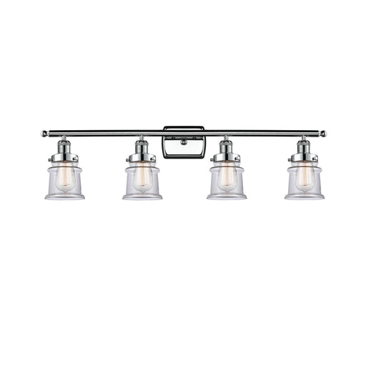 Innovations Canton 35.25in 4-Light Bath Vanity Light | Modern Transitional Polished Chrome and Clear Glass Schoolhouse Shade | Model 916-4W-PC-G182S
