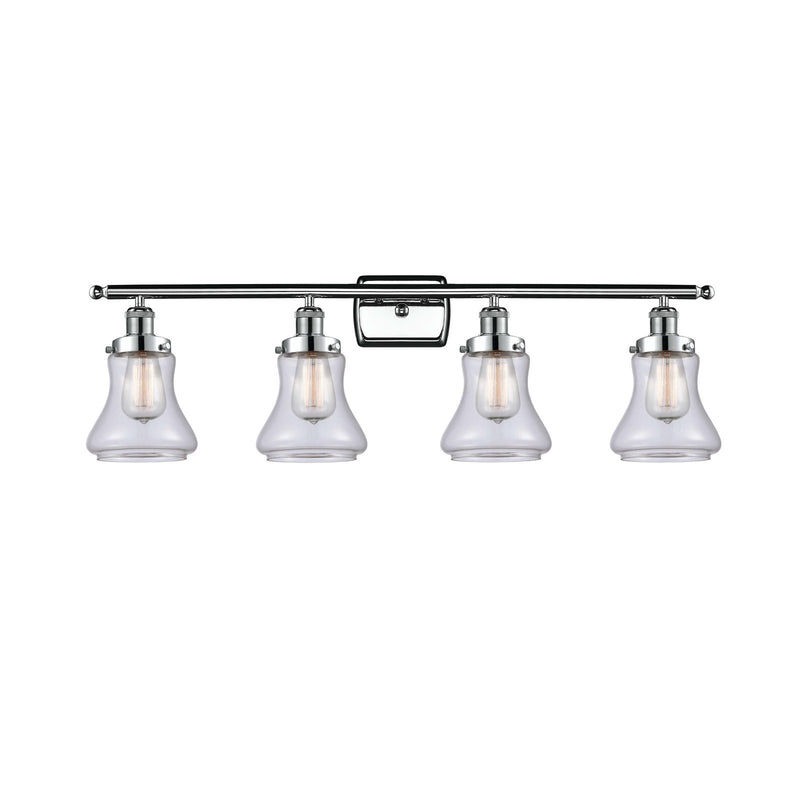 Innovations Bellmont 36in 4-Light Bath Vanity Light | Modern Contempo Polished Chrome and Clear Glass Schoolhouse Shade | Bathroom | Model 916-4W-PC-G192