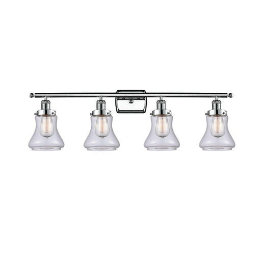 Innovations Bellmont 36in 4-Light Bath Vanity Light | Modern Contempo Polished Chrome and Clear Glass Schoolhouse Shade | Bathroom | Model 916-4W-PC-G192