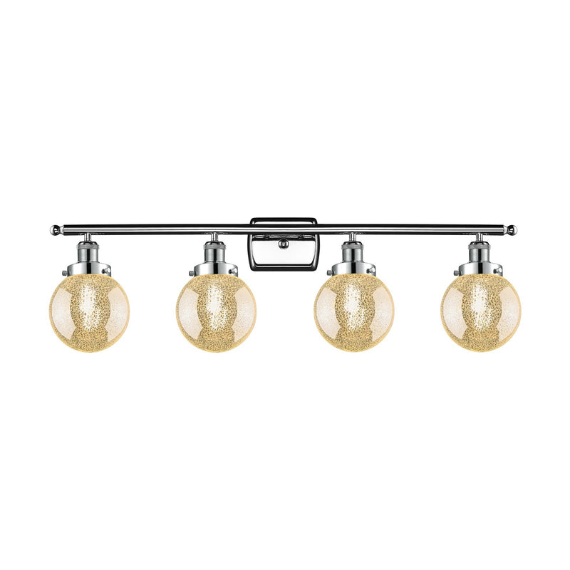 Innovations Beacon 36in 4-Light Bath Vanity Light | Modern Contempo Polished Chrome and Mercury Seeded Glass Globe Shade | Model 916-4W-PC-G208-6