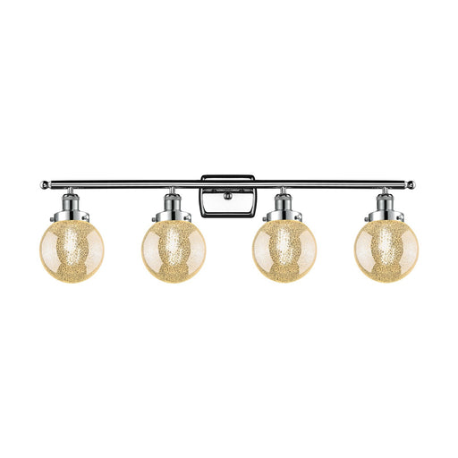 Innovations Beacon 36in 4-Light Bath Vanity Light | Modern Contempo Polished Chrome and Mercury Seeded Glass Globe Shade | Model 916-4W-PC-G208-6