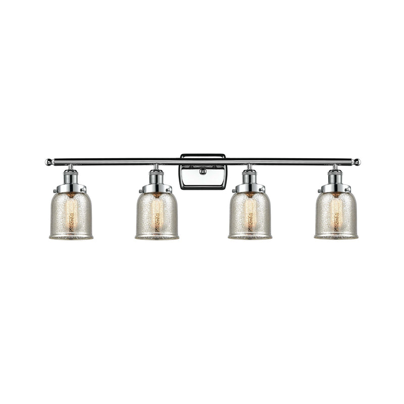 Innovations Bell 36in 4-Light Bath Vanity Light | Industrial Polished Chrome and Silver Plated Mercury Glass Bell Shade | Bathroom | Model 916-4W-PC-G58