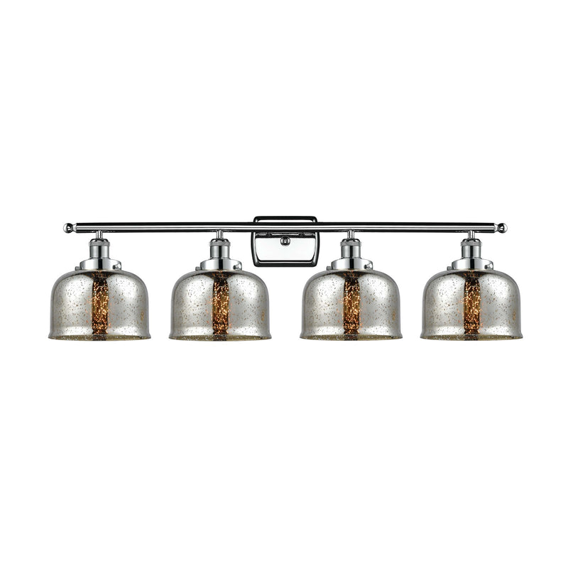 Innovations Bell 38in 4-Light Bath Vanity Light | Industrial Polished Chrome Steel and Silver Plated Mercury Glass | Bathroom | Model 916-4W-PC-G78-LED