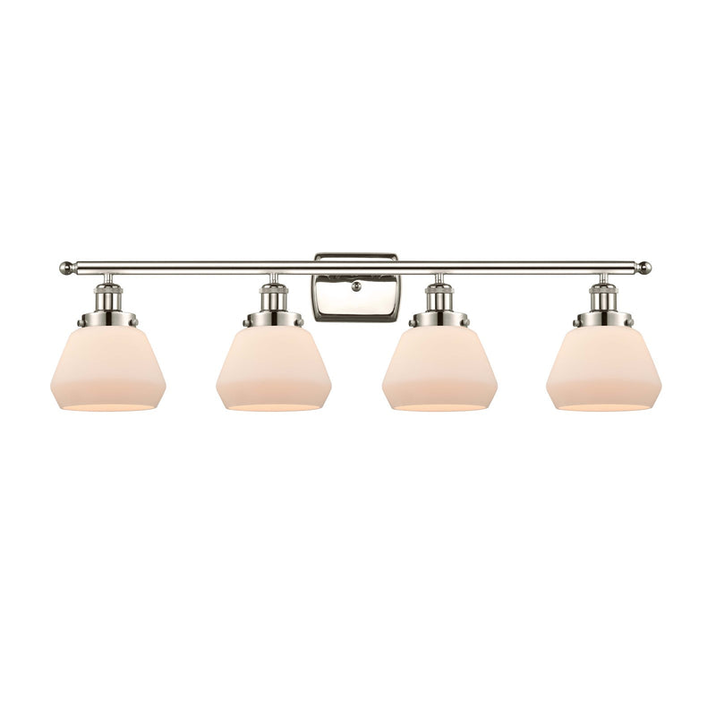 Innovations Fulton 37in 4-Light Bath Vanity Light | Modern Transitional Polished Nickel Steel and Matte White Frosted Glass | Model 916-4W-PN-G171