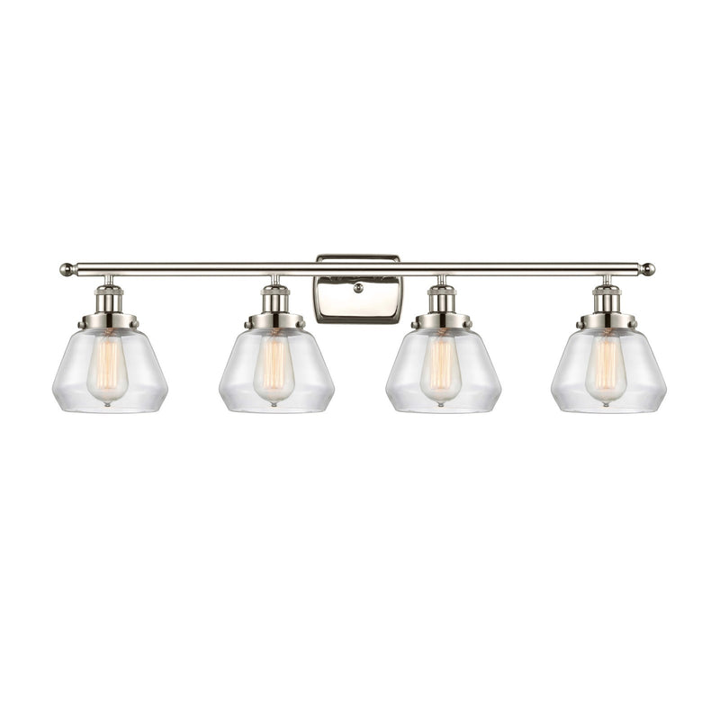 Innovations Fulton 37in 4-Light Bath Vanity Light | Modern Transitional Polished Nickel Steel and Clear Glass | Bathroom Vanity & | Model 916-4W-PN-G172