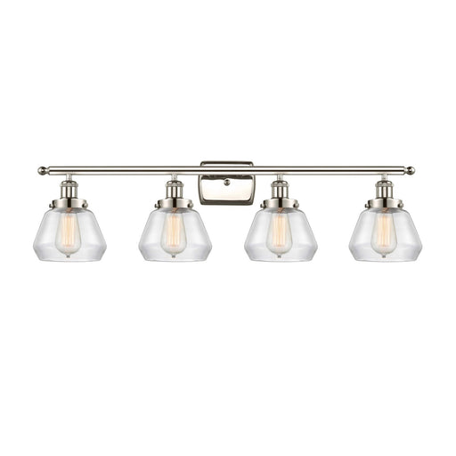 Innovations Fulton 37in 4-Light Bath Vanity Light | Modern Transitional Polished Nickel Steel and Clear Glass | Bathroom Vanity & | Model 916-4W-PN-G172