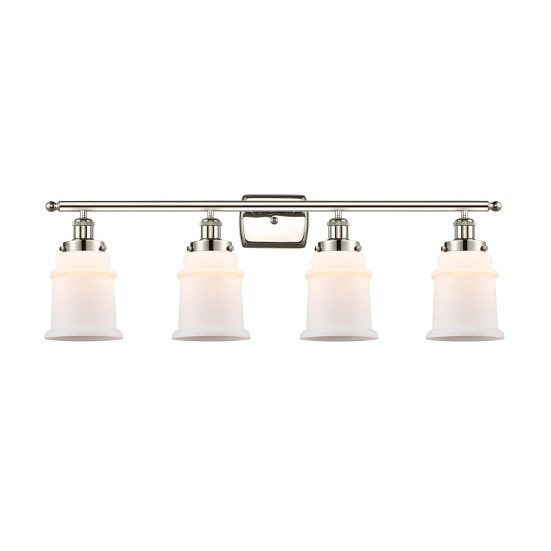 Innovations Canton 36in 4-Light Bath Vanity Light | Modern Transitional Polished Nickel Steel and Matte White Frosted Glass | Model 916-4W-PN-G181