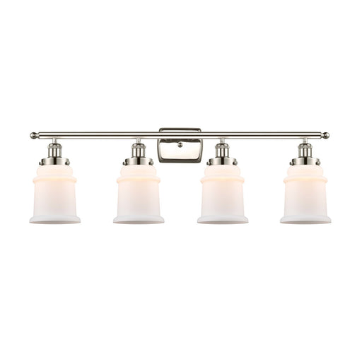 Innovations Canton 36in 4-Light Bath Vanity Light | Modern Transitional Polished Nickel Steel and Matte White Frosted Glass | Model 916-4W-PN-G181