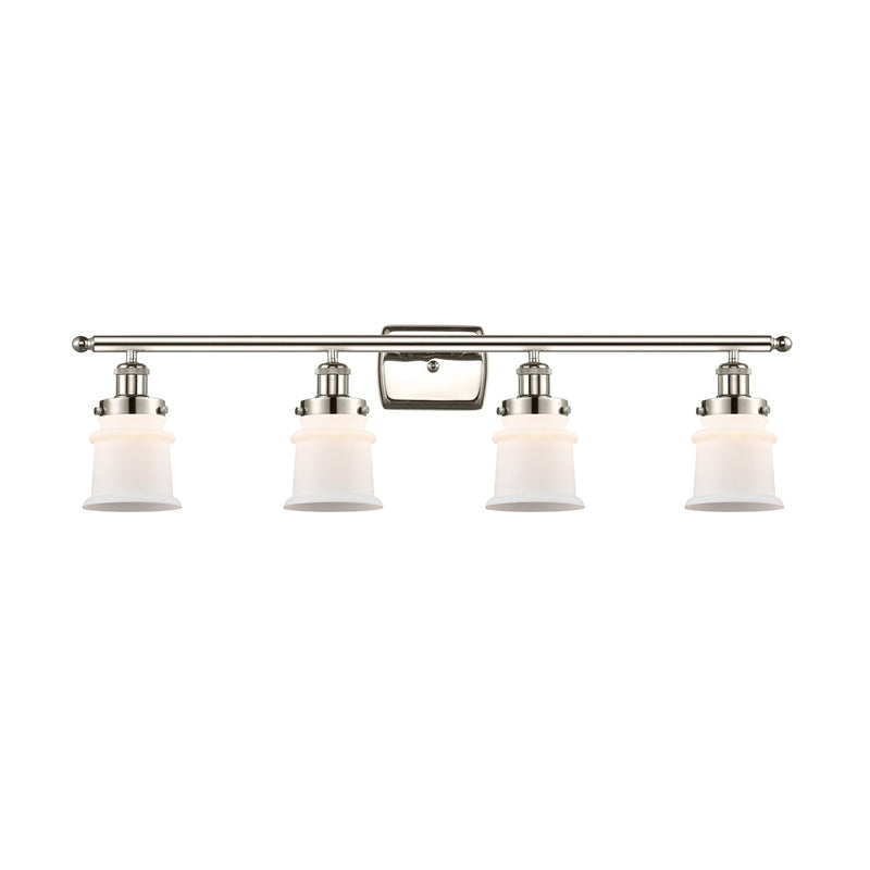 Innovations Canton 35.25in 4-Light Bath Vanity Light | Modern Transitional Polished Nickel Steel and Matte White Frosted Glass | Model 916-4W-PN-G181S