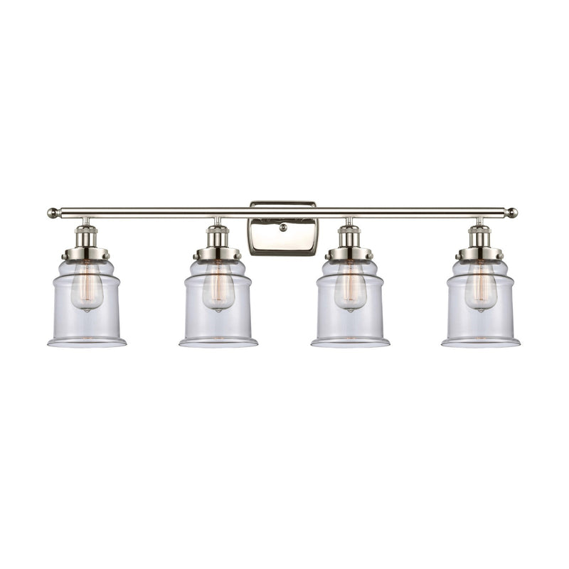 Innovations Canton 36in 4-Light Bath Vanity Light | Modern Transitional Polished Nickel Steel and Clear Glass | Bathroom Vanity | Model 916-4W-PN-G182