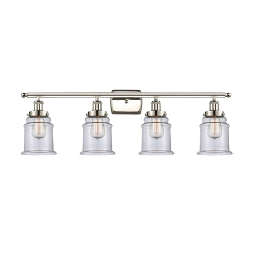 Innovations Canton 36in 4-Light Bath Vanity Light | Modern Transitional Polished Nickel Steel and Clear Glass | Bathroom Vanity | Model 916-4W-PN-G182